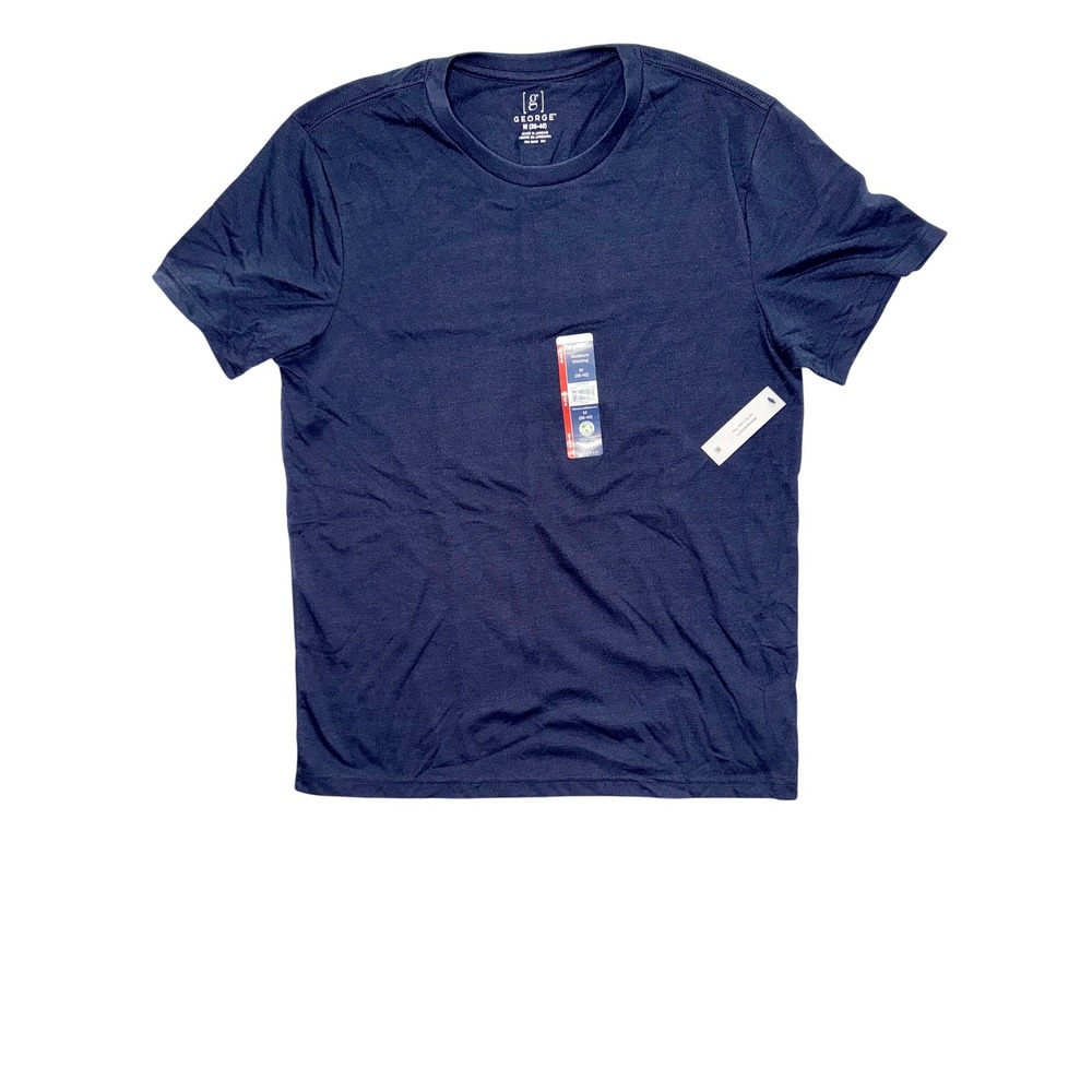 George Moisture Wicking Crew Neck T-Shirt Navy Blue Mens Medium‎ NWT